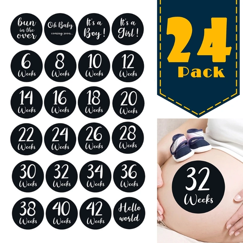 24Pcs/Set Newborn Baby Monthly Stickers Baby Pregnant Monthly Photograph Sticker M76C