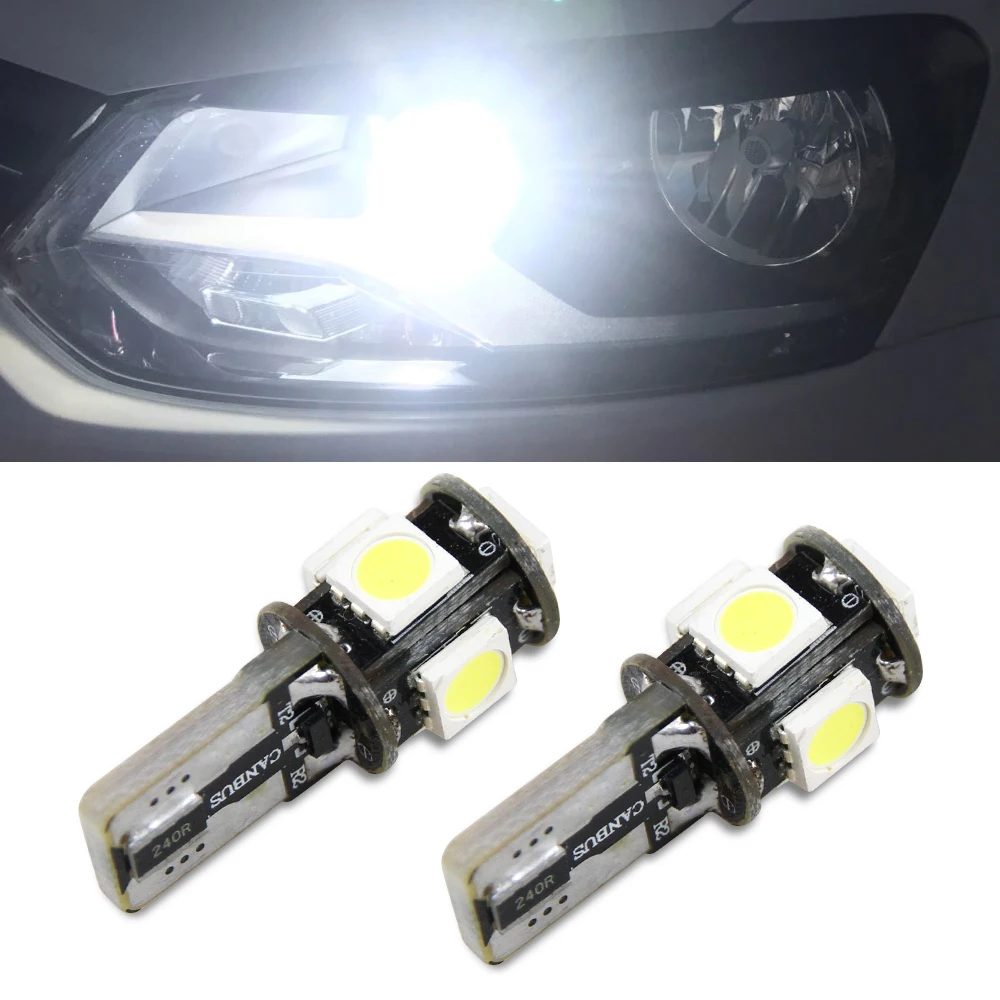 

2x Canbus T10 5smd 5050 LED Car Parking Position Lamp W5W 168 194 501 White Door Courtesy Step License Plate Lights Bulbs