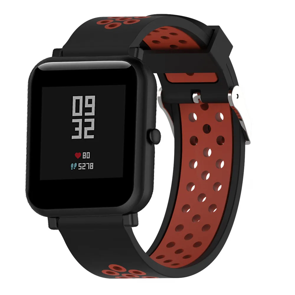 ซิลิโคน20มม.สำหรับHuami Xiaomi Amazfit Bip Smartสมาร์ทนาฬิกาสายคล้องคอกีฬาที่มีสีสันสายรัดข้อมือ22มม.สำหรับhuawei GTนาฬิกา