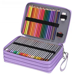 200 Holes School Pencil Case PU Leather Penal for Girls Boys Pen Box Big Cartridge Bag Large 4 Layers Pencilcase Stationery Kit