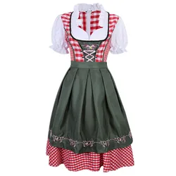 S-4XL Womens German Oktoberfest Beer Girl Costume Bavarian Traditional Beer Dirndl Dress With Apron