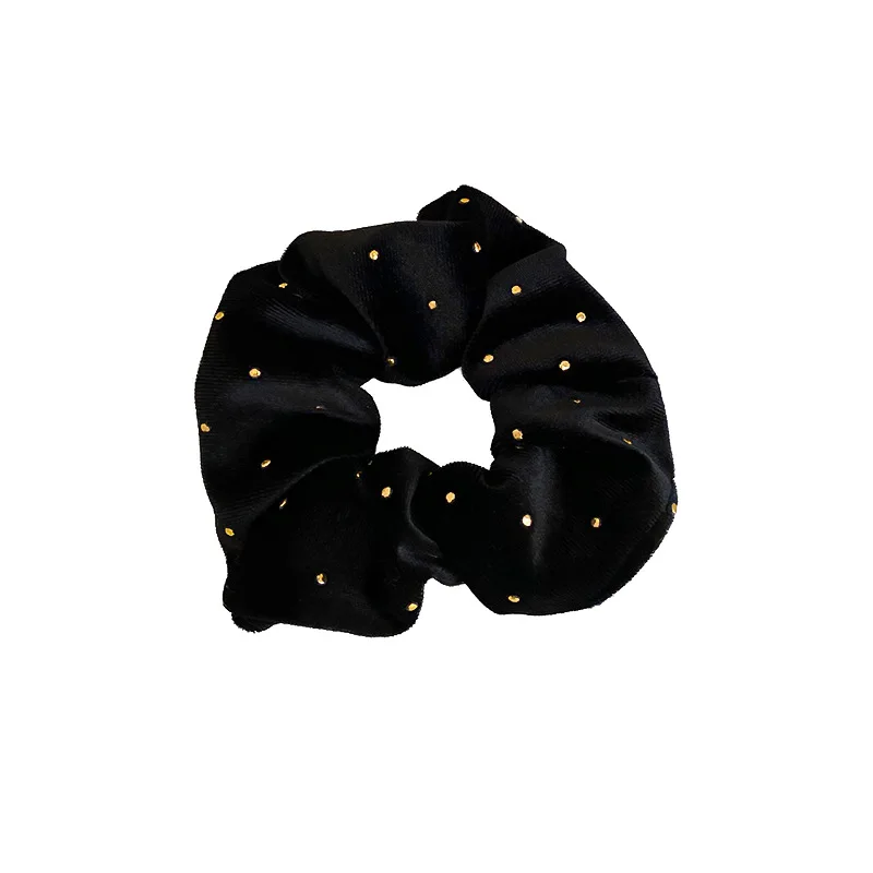 retro star dot black velvet large intestine hair ring Korean temperament hair rope simple design back headhair accessoriesfemale