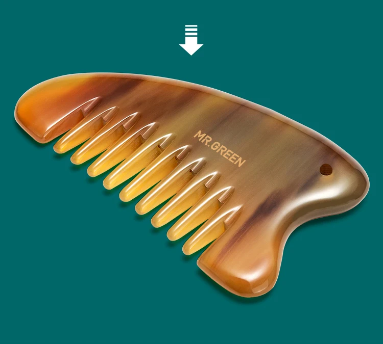 MR.GREEN Kamm Mit Guasha Schaben Massage Bord Natur Ox Horn Gesicht Schönheit Werkzeuge Hals Körper Massage Haut Schmerzen Relief Schaber – Detail 14