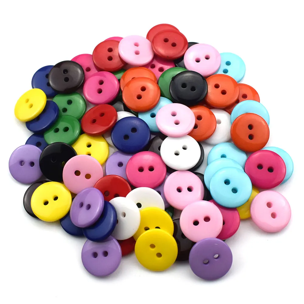 Vêtements de couture en résine, 100 pièces, boutons colorés en plastique, Scrapbooking ronds à deux trous, bottillons 9,11,15,20mm