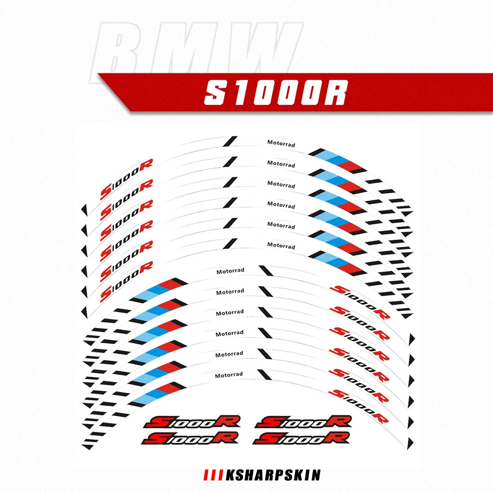 12 Strips Reflective Motorcycle decals Wheels Rim Motorbike Moto Stickers decoration Styling For BMW S1000R s1000 r s 1000r