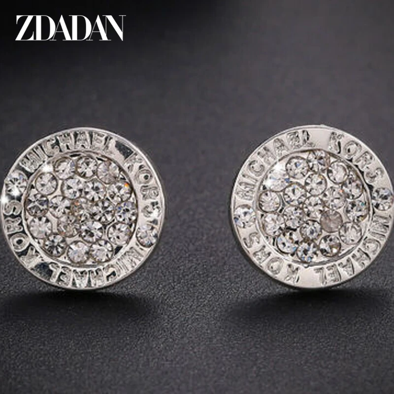 ZDADAN 925 Sterling Silver Round Stud Earring For Women Fashion Party Jewelry Gifts Accessories