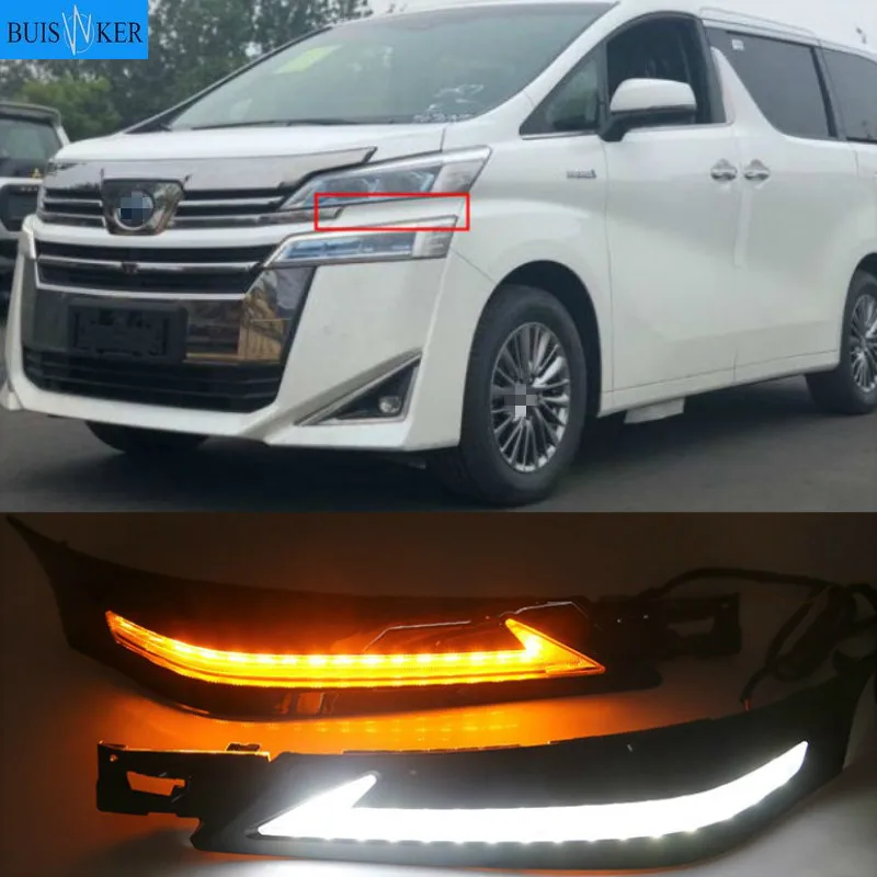 

2Pcs LED CAR DRL Daytime Running Lights fog lamp led daylight for Toyota Vellfire 30 2016 2017 2018 2019 with Turn signal