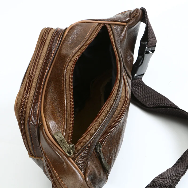 Riñonera informal de cuero para hombre, cartera de negocios multifunción, bolso de cintura para deporte al aire libre, a la moda, 2020