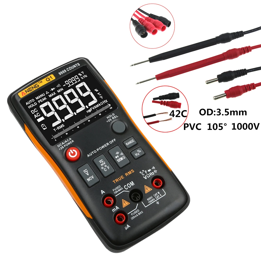 ANENG Q1 Intelligent  Digital Advance Multimeter 9999 Analog Tester True RMS Transistor Capacitor Ohm Auto Wire Test Meter