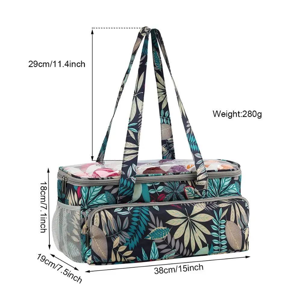 2025 Yarn Storage Bag With Maple Leaves Knitting Tote Bag Orange Square Bag for Thread Wool Yarn Crochet Hooks Knitting Needles - Image 6