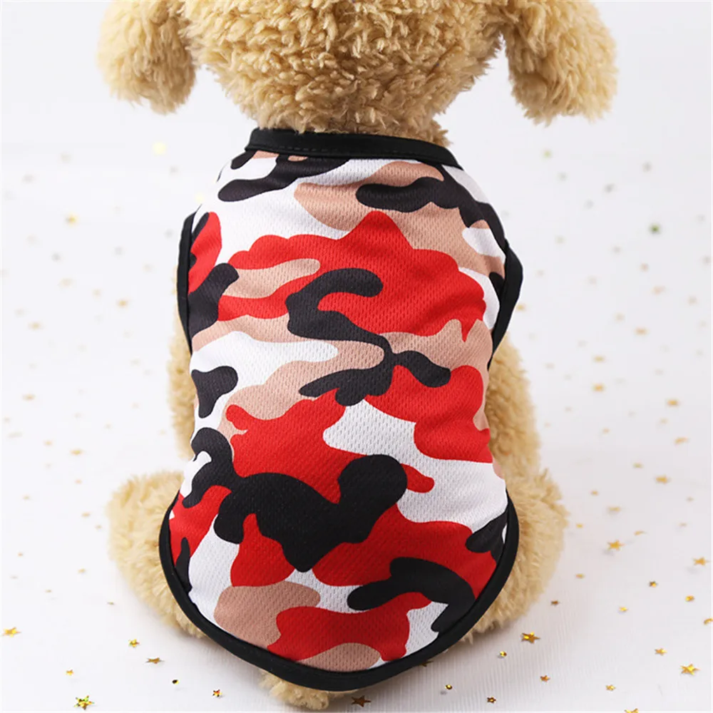 

OIMG Dog Clothes Outfits Puppy Sleeveless Shirts Camouflage Print Mesh Small Dogs T-shirts Chihuahua French Bulldog Dog Tank Top