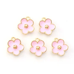 10pcs Mini Flower Alloy Enamel Charms Pendants For DIY Handmade Earrings Keychain Jewelry Making Accessories