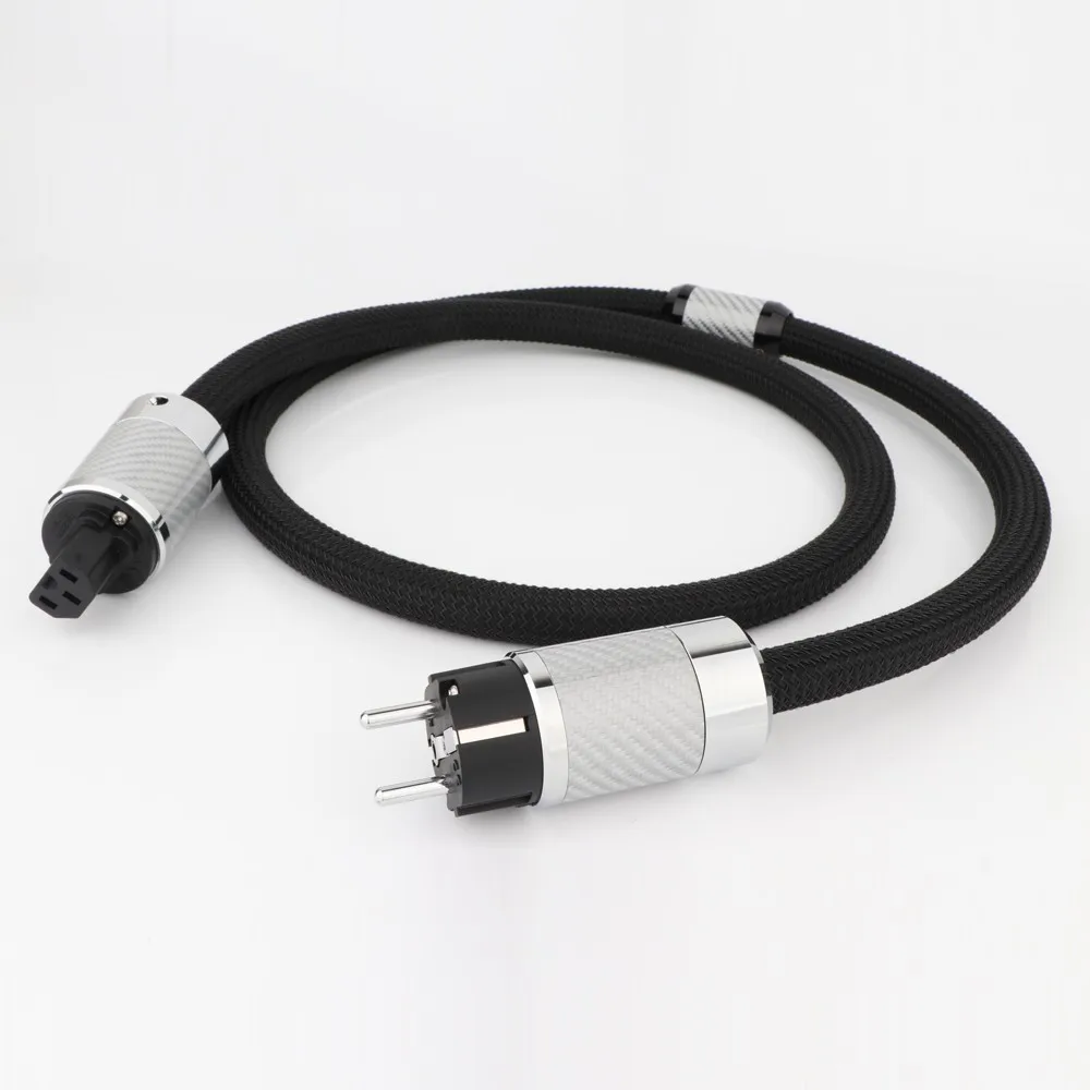 Preffair MTR-503 Power Cable  Copper Audiophile AC Power Cord with Carbon Fiber Rhodium Plated US/EU Power Connector HI-End HIF