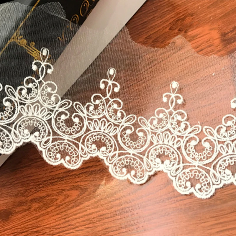 2020 high quality white lace fabric for dress DIY crafts handmade supplies floral cotton lace ribbon sewing accessories 2yards