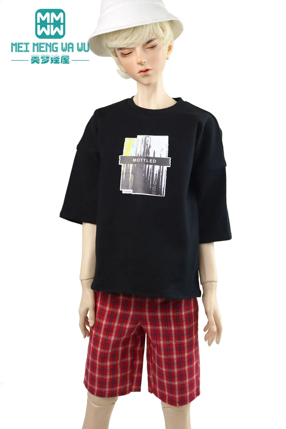 

BJD doll clothes fits 65cm-75cm BJD uncle 1/3 BJD Spherical joint doll Fashion loose T-shirt, plaid shorts