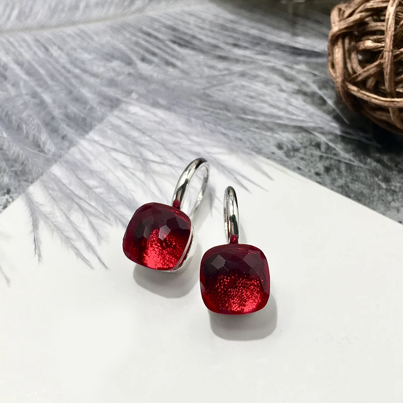 Top Quality Fashion Rose Gold Color Multicolor Faceted Crystal Gemstones Stone Drop Hook Earring For Women