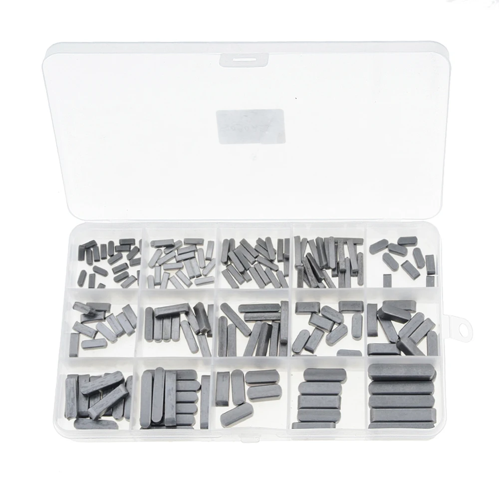 175PCS/Box 3mm 4mm 5mm 6mm Type A Round Ended Feather Key Parallel Drive Shaft Keys Set Hardware