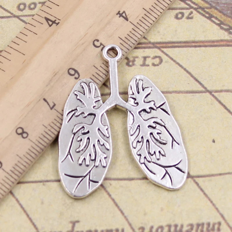 8pcs Charms Lung Respiratory System 39x30mm Tibetan Silver Color Jewelry Antique Pendants DIY Craft Handmade Making