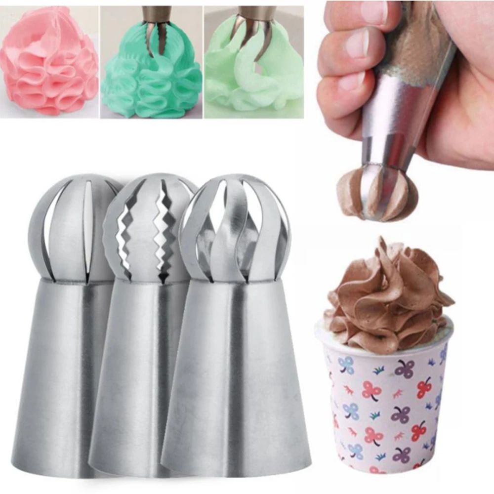 4pc Stainless Steel Nozzle Set DIY Cake Decorating Tips Set Tool Silicone Pastry Bag Cake Cupcake Decorating Tools DIY Cake Tool