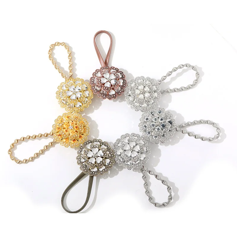 1 pc Magnetic Spring Curtain Clip Curtain Holders Tieback Hanging Diamond Big Flower Curtain Hooks Home Curtain Buckle Attache
