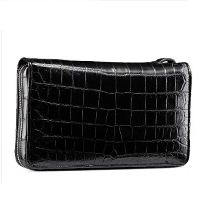 fasiqi  new crocodile leather men's bag fashion Korean version, leisure, multi-functional, large-capacity men clutch bag