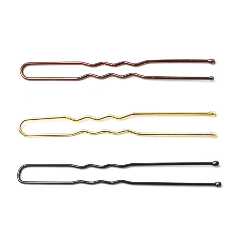 50/100 PCS/Bag 5cm U Shaped Alloy Hairpins Waved Hair Clips Simple Metal Bobby Pins Barrettes Bridal Hairstyle Tools Accessories