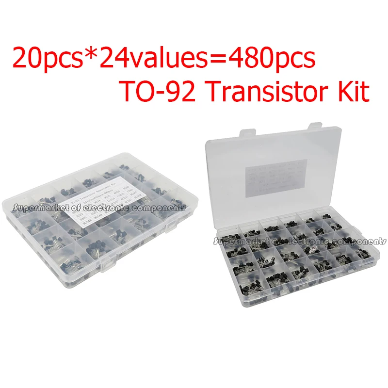 24Values TO-92 Transistor Assortment Assorted Kit Each BC327 BC337 BC517 BC547 BC548 BC549 2N2222 3906 3904 5401 5551 C945 A1015