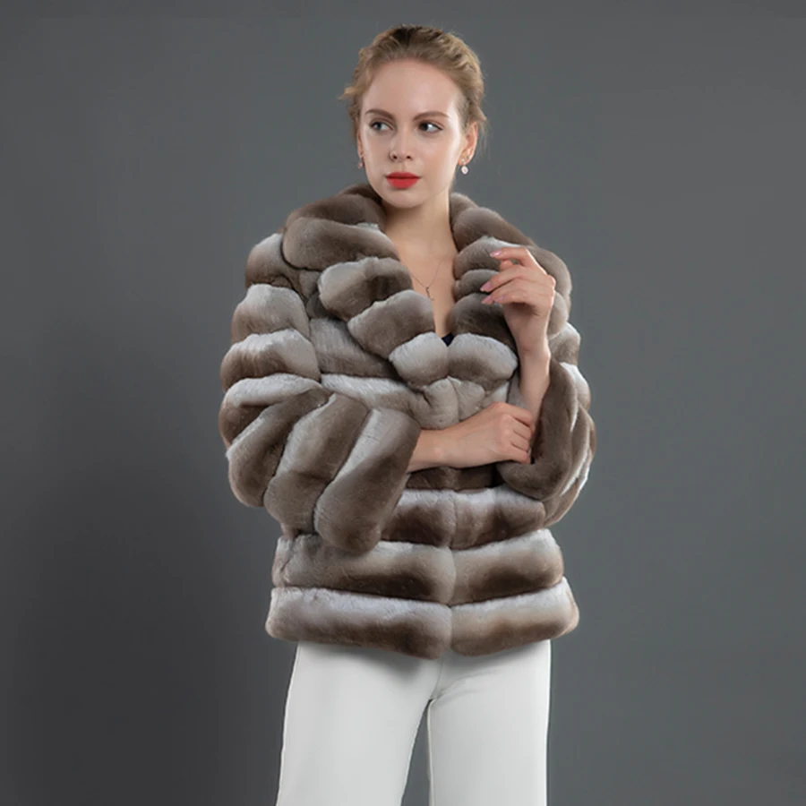 Delightful Cropped Fur Coat Premium Quality Rex Rabbit Fur Jacket Women Warm Overcoat