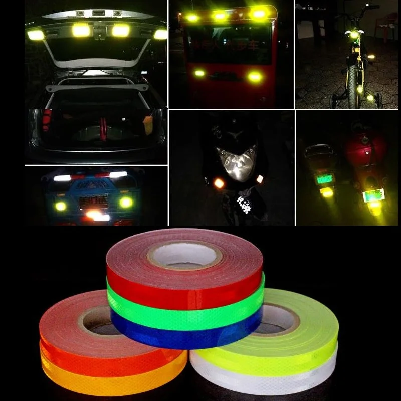 2.5 Cm * 10M Diamond Grade Reflecterende Sticker Auto Contour Crash Pet Waarschuwing Tape Scratch Sticker Persoonlijkheid Reflecterende Strip