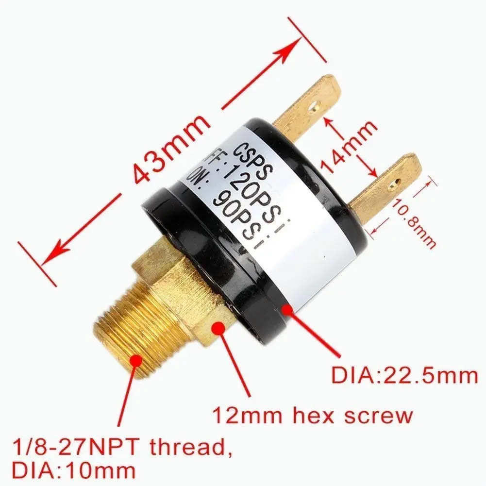 New 90 PSI -120 PSI Water pressure switch Valves Switch Air Compressor Pressure Control Switch Valve Heavy Duty