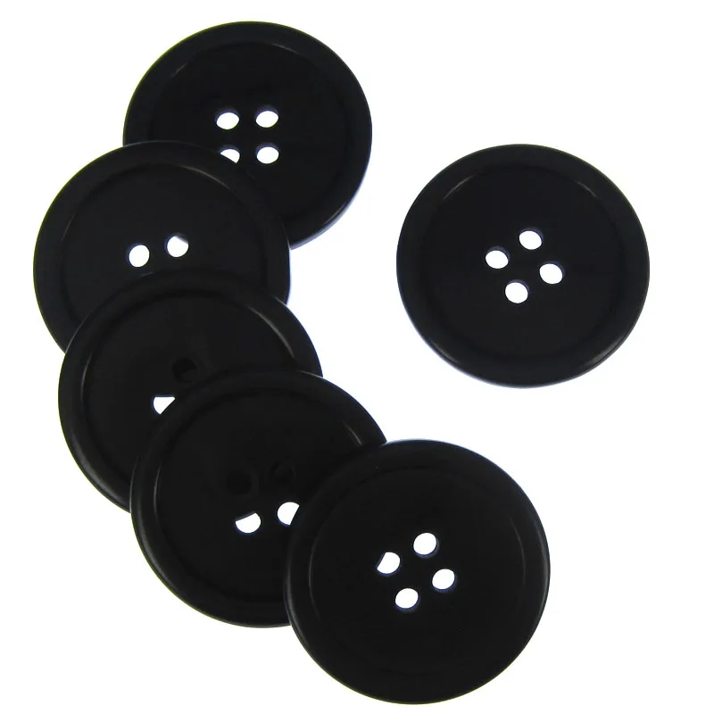 11mm-38mm 4-Hole Black Resin buttons for clothing Accessory Round button Sewing Craft Garment Scrapbooking