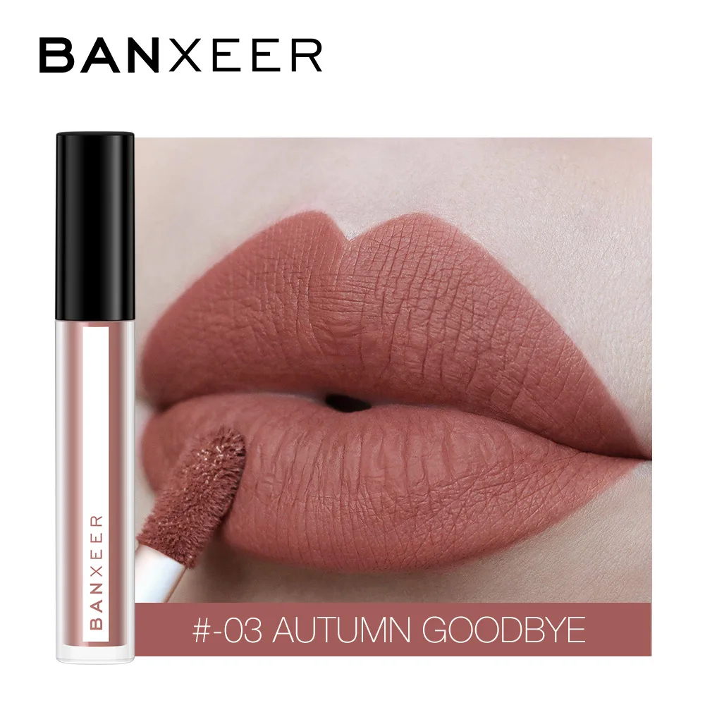 BANXEER Brand Lipgloss Matte 8 Colors Lip Gloss Velvety Lipstick Liquid Waterproof Lip Tint Full Rich Sexy Lip Makeup Cosmetics