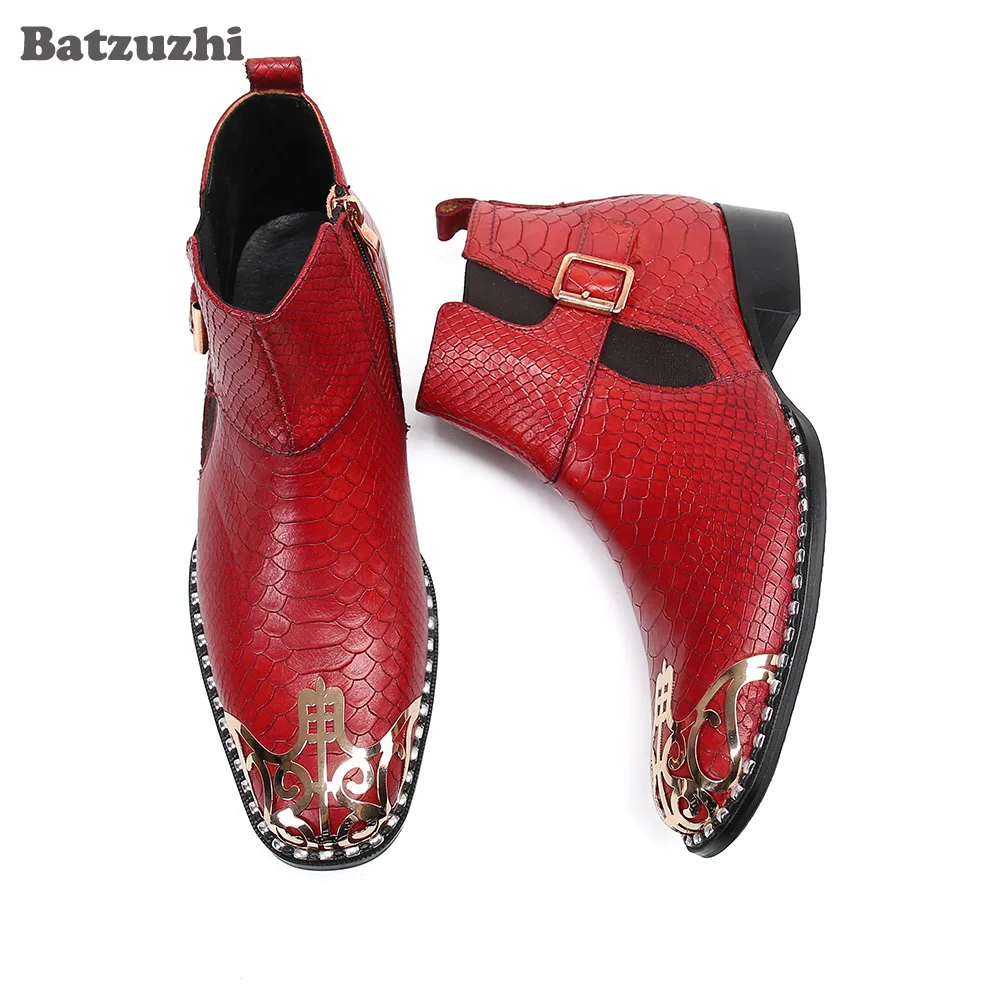 

Batzuzhi Handmade Luxury Black Genuine Leather Ankle Boots Men Korean Style Men's Shoes Boots Business/Show Boots Men Bota,US12