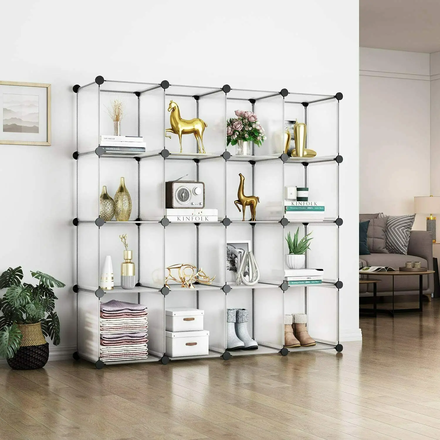 16 Cube Storage Organizer,Shelves Units, AU Closet Cabinet, DIY Plastic Modular Book Shelf, Ideal for Bedroom, Living Room