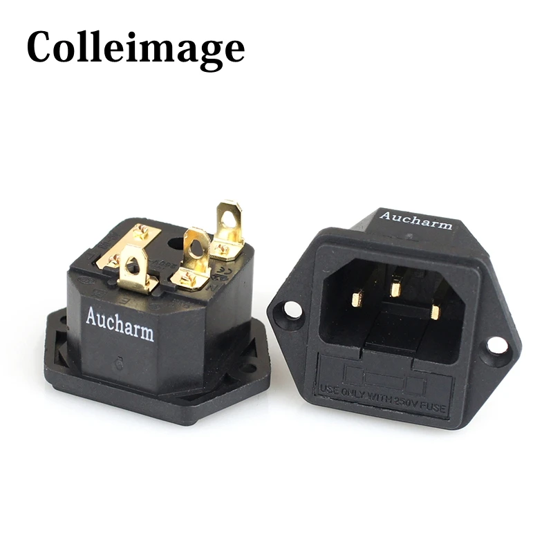 Hifi quality pure copper Power Socket Connectors 3Pin IEC seat jack plug for amplifier dac
