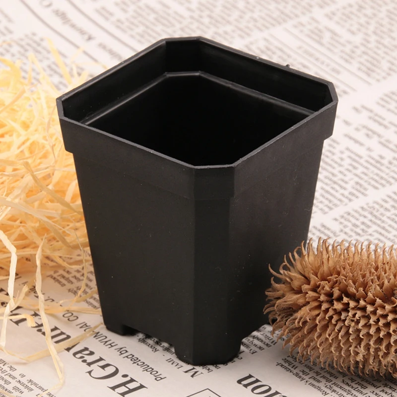 LBER 100PCS Plant Disposable Flower Pot Small Black Square Cutting Seedling Plastic Square Pot