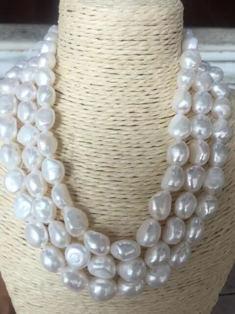 

10-11mm south sea baroque white pearl necklace 50inch