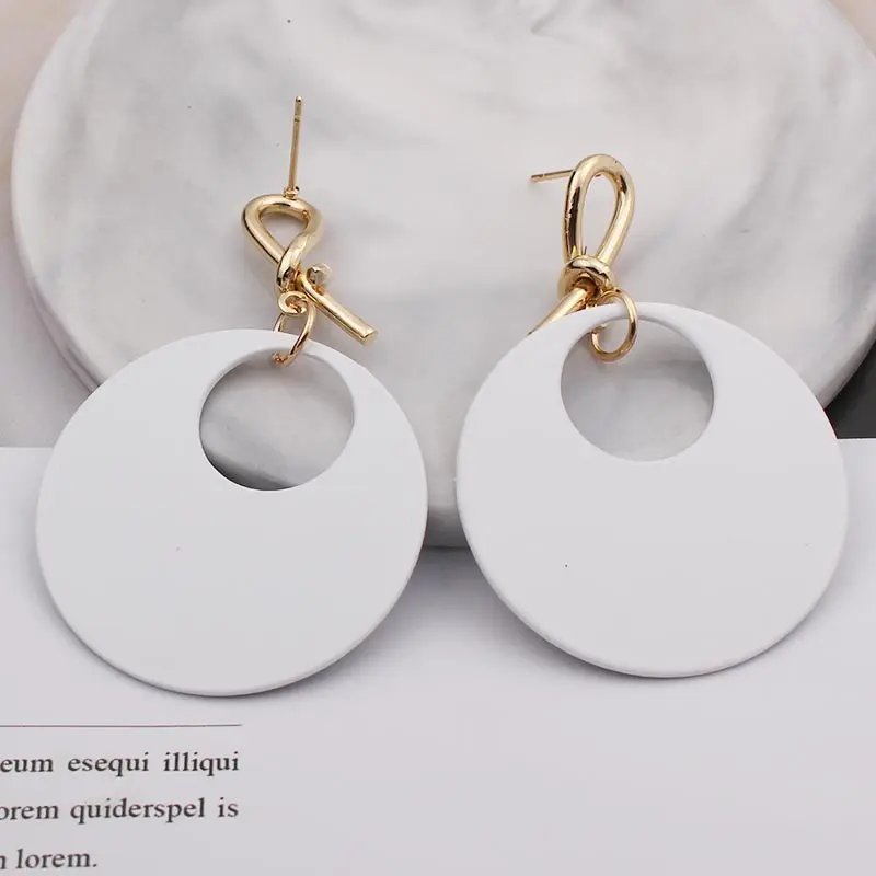 Women Statement Earrings Red Black White Green Gold Irregular Big Round Circle Geometric Earrings Punk Drop Earring Jewelry 2020