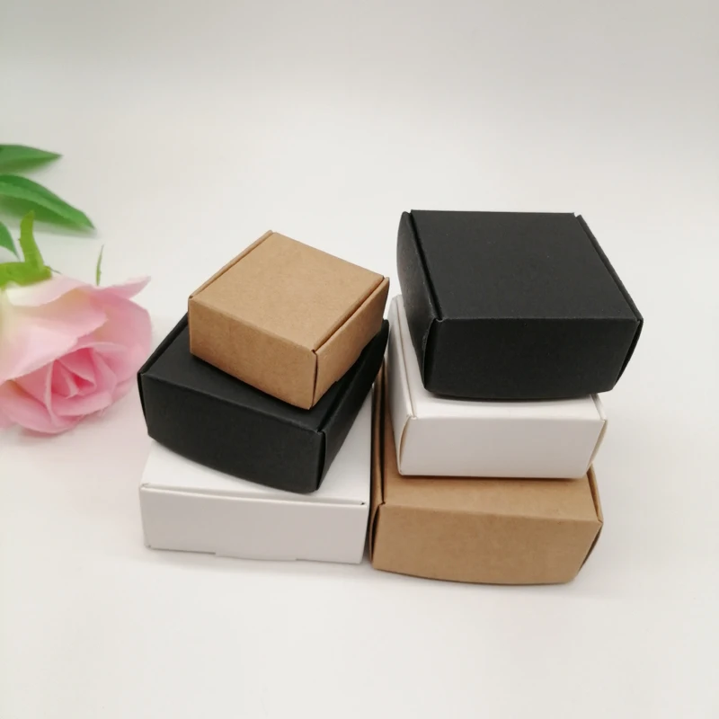 100pcs Black/White/Kraft Paper Box for Packaging Earring Jewlery Box Gift Cardboard Box Diy Jewelry Display Storage Packing Box