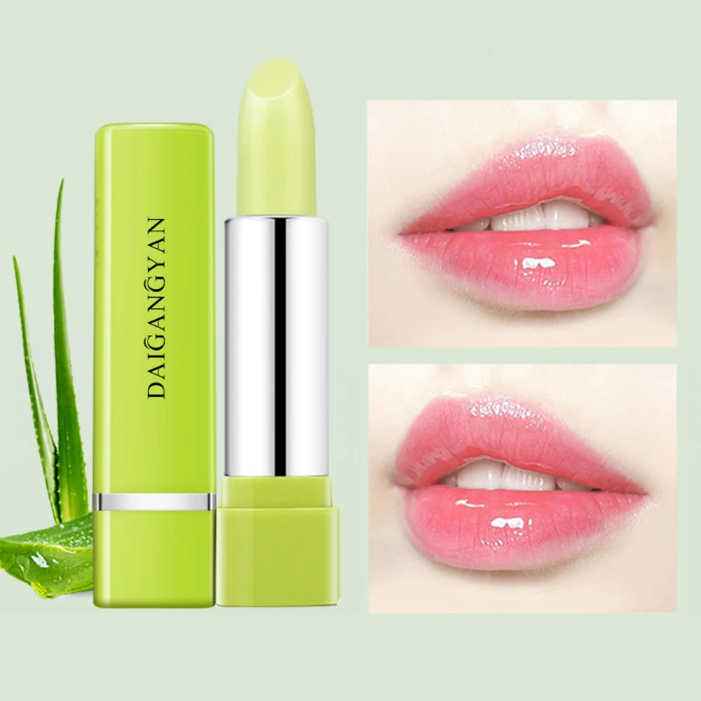 1Pcs Aloe Vera Kleur Veranderende Lippenstift Hydraterende Hydraterende Lippenbalsem Blijvende Voedende Reparatie Schrale Lippen Make-Up Cosmetische