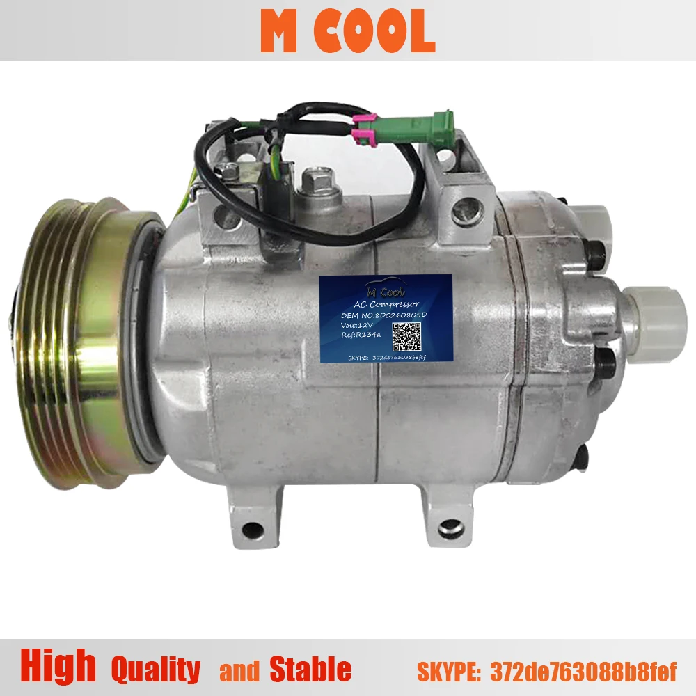 Auto AC Compressor For Audi A6 2.5 4.6 A8 2.5 2.8 3.7 4.2 V8 3.6 4.2 1994-2002 077260803AA 077260803AB 077260803AD CO 110