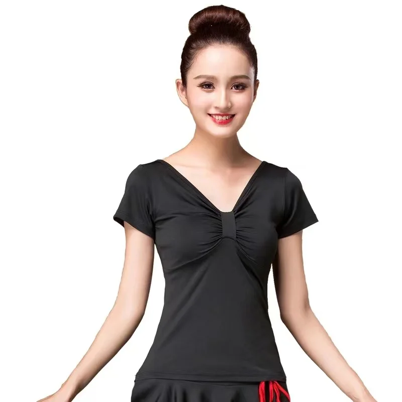 New Sexy Women Tops Square Dance Clothing New Shirt Short-sleeved Summer Dance Clothes Practice Clothes Female Dancing Clothes