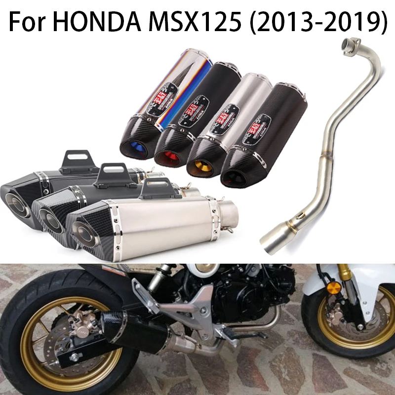 

51mm Motorcycle Full Exhaust System Middle Link Pipe For Honda GROM MSX125 MSX 125 2012-2015 Motocross Muffler escape moto