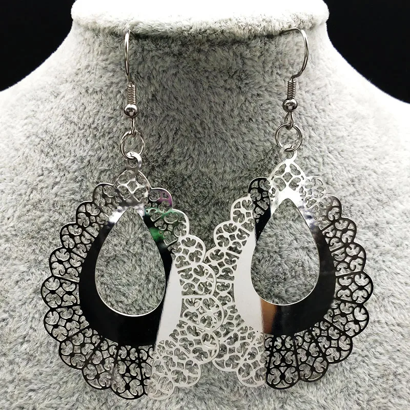 Boheme Stainless Steel Earrings for Women Jewelry Silver Color Big Earrings Jewelry pendientes grandes mujer E4114S04
