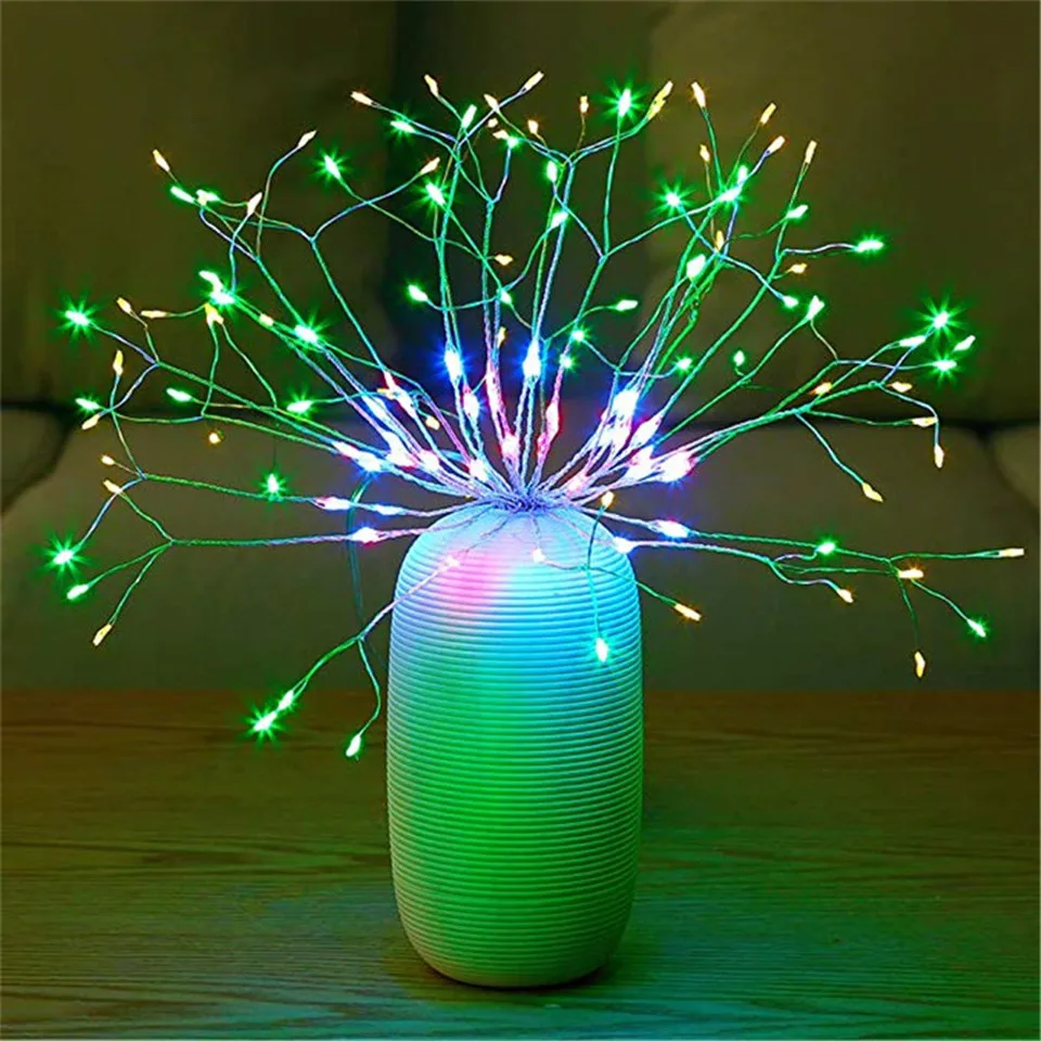 

DIY Fireworks LED Fairy String Light Foldable Battery Powered Gerlyanda Remote Control Garland for Outdoor Christmas Decoration