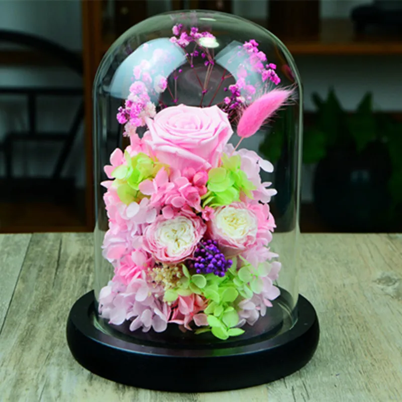 

2sets/pack 13*16cm Transparent Glass Dome Vase Home Decoration Different Base Creative Cover DIY Friend Gift Wedding Prop
