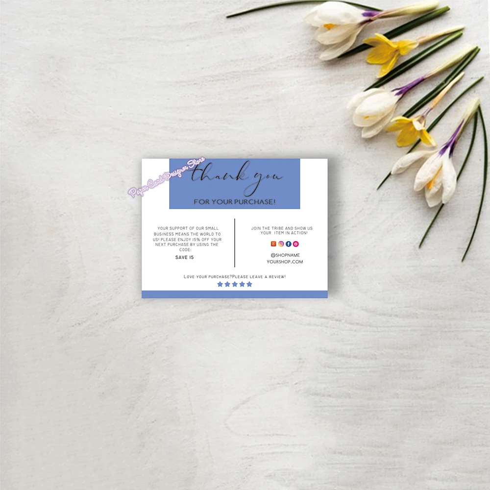 Small Business Thank You Card Template Blush Thank You Package Insert Modern Business Thank You Card Thank You For Your Purchase