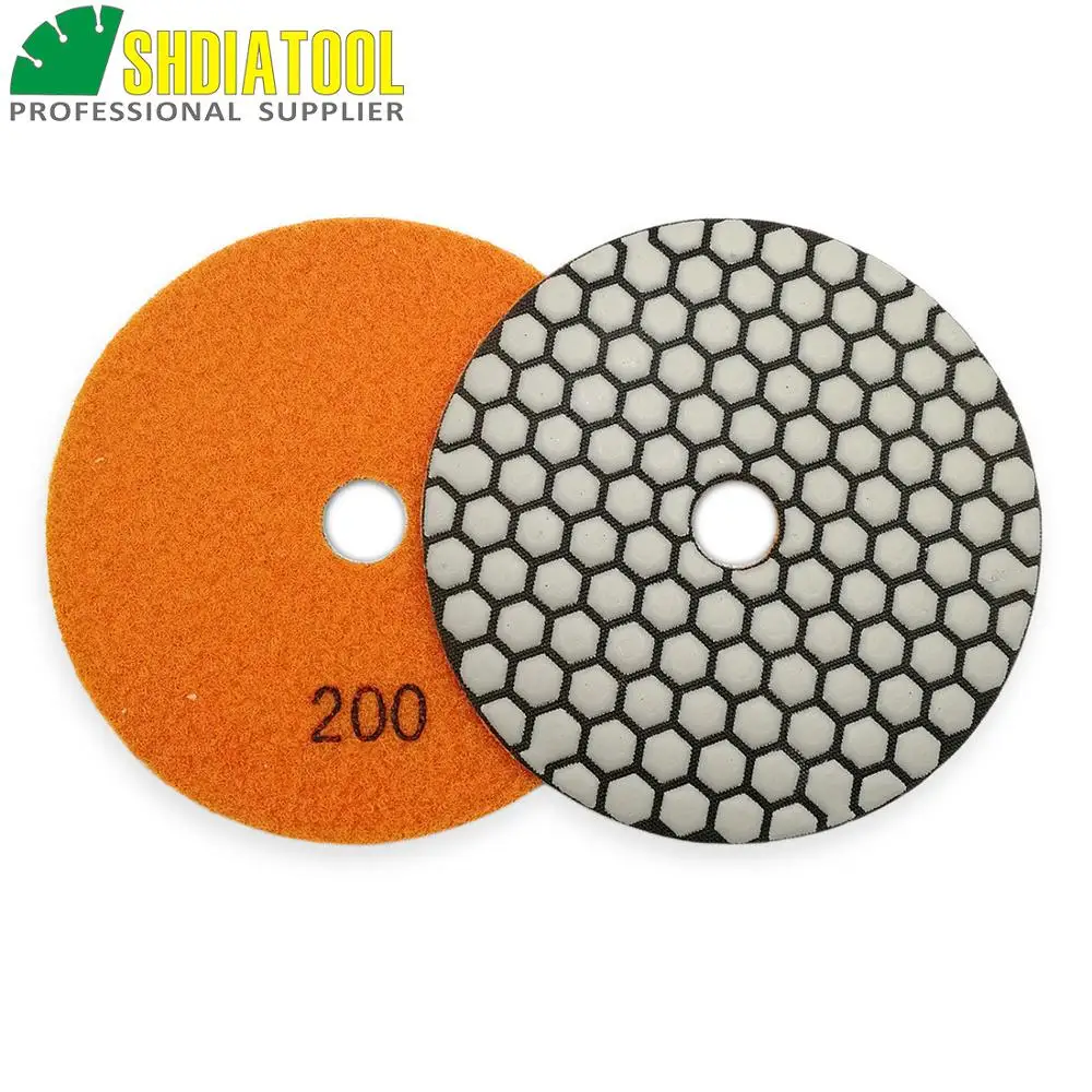 Shdiatool 7 Pcs 125 Mm 200 Dry Polishing Pads Dia 5 Inch Resin Obligasi Berlian Fleksibel Polishing Pads untuk marmer Granit Keramik