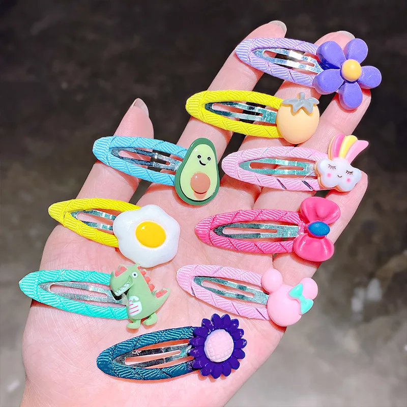 10pcs/set Girls Cute Cartoon Unicorn Rainbow Flower Hair Clips Kids Sweet Hair Decorate Bangs Hairpin Barrettes Hair Accessories