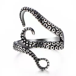 Gothic Punk Squid Octopus Adjustable Ring Women Men Fashion Jewelry Antique Silver Color Unisex Claw Rings
